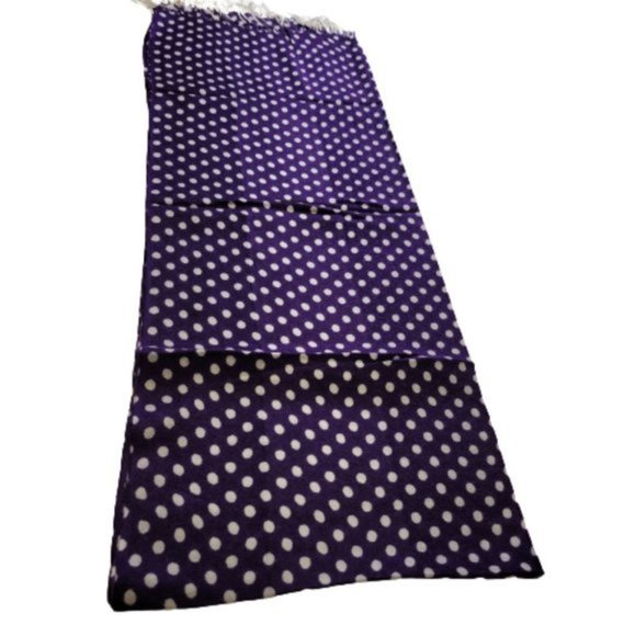 Purple Polka Dot Scarf Long Rectangular Scarf with Tassels - Picture 2 of 6